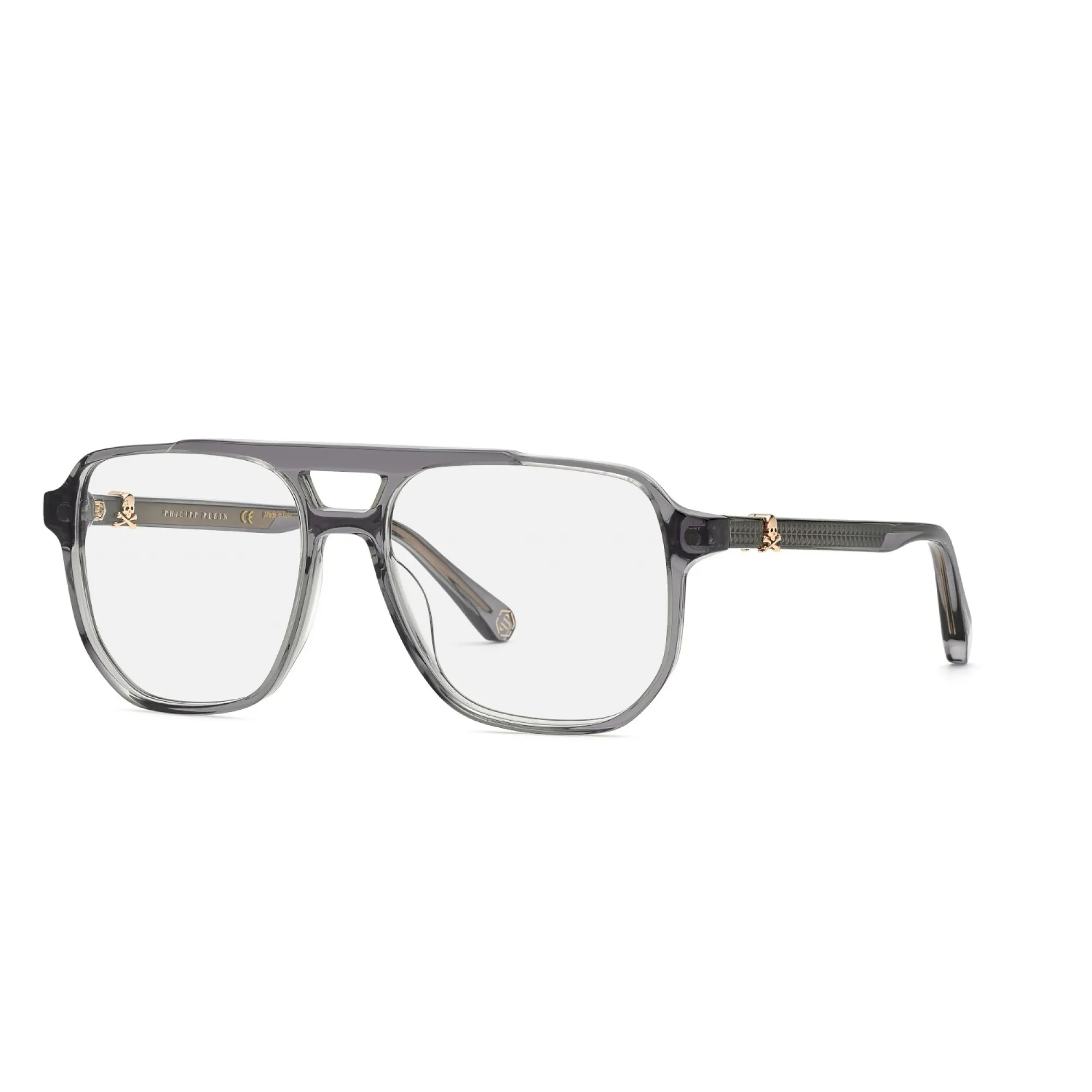   Philipp Plein VPP084V - 09MB Grigio Trasparente | Occhiale Da Vista Uomo 